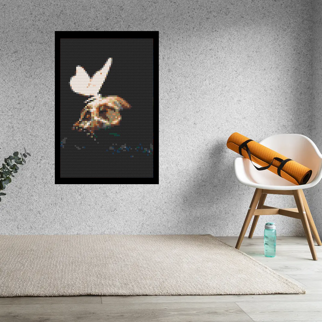 Butterfly on Skull Bricked Mosaic Home Decor 20x30"