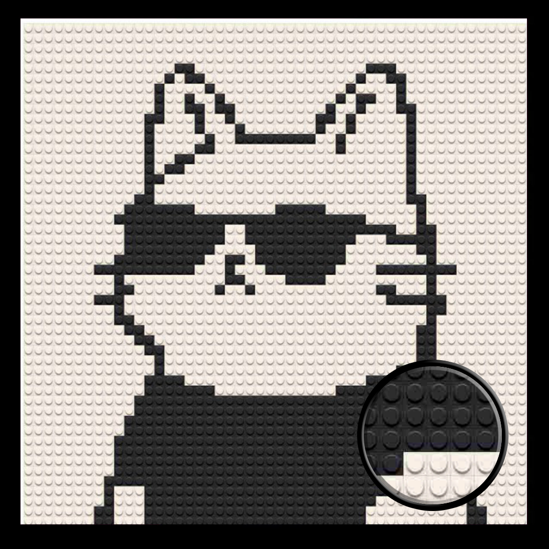 Cool Cat Home decoration Bricked Mosaic Portrait 16x16"
