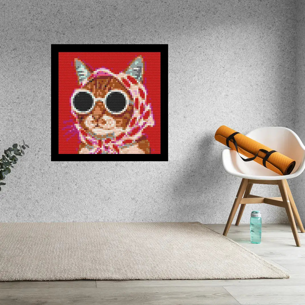 Cat with Sunglasses Home Decor Bricked Mosaic Portrait 20x20 - Memobrick