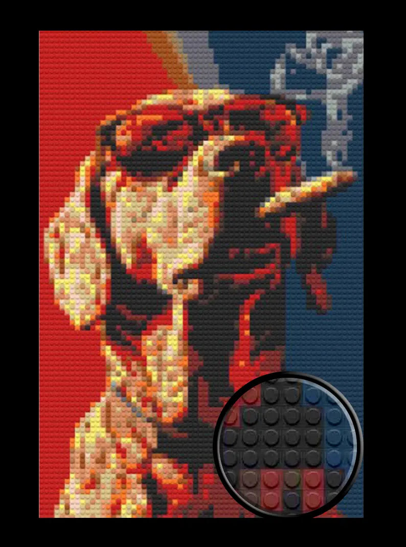 Cool Smoking Dog Bricked Mosaic Home Decor 20x30" - Memobrick