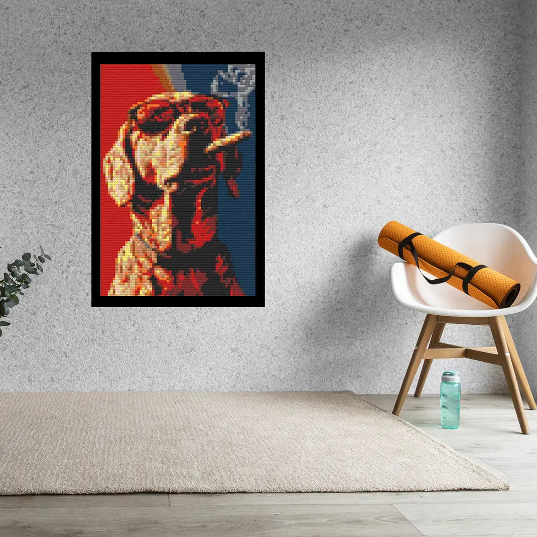 Cool Smoking Dog Bricked Mosaic Home Decor 20x30" - Memobrick