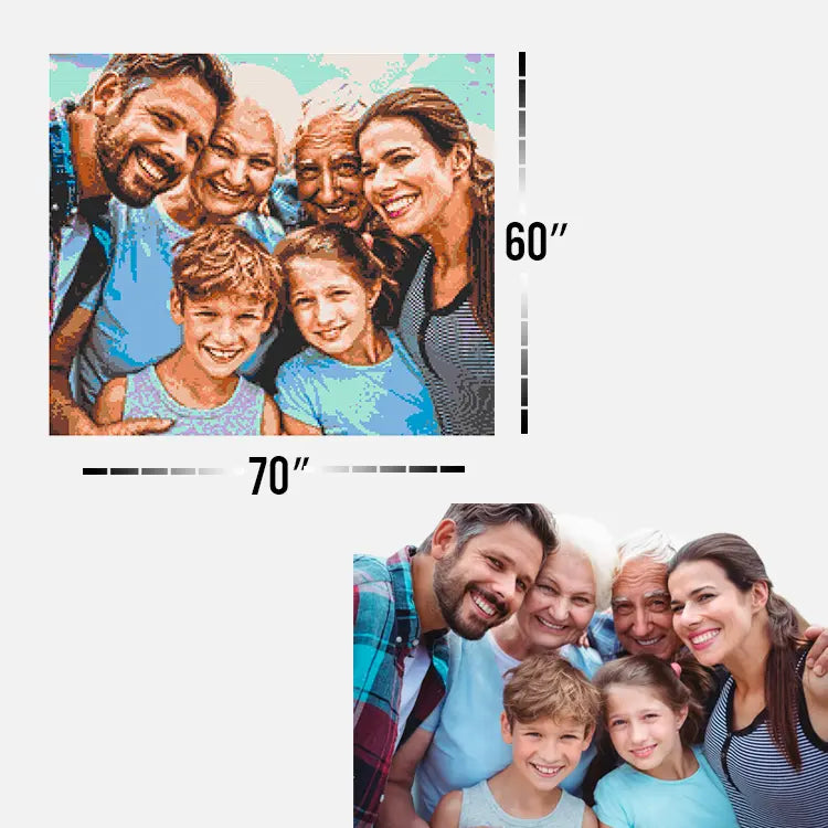 Custom Bricked Mosaic Portrait 70x60" Memobrick