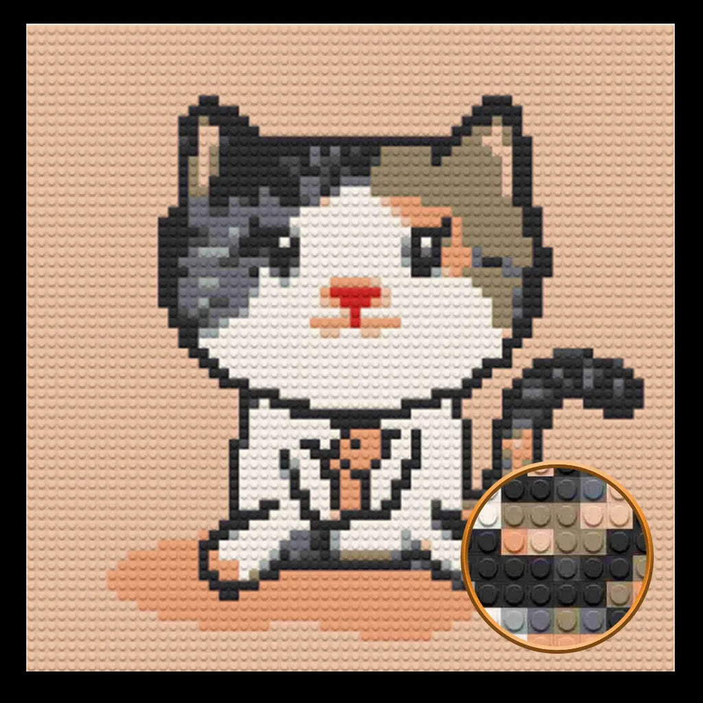 Cute Cartoon Cat  Home Decor Bricked Mosaic Portrait 20x20 Memobrick