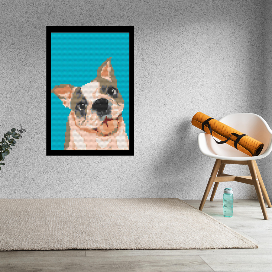 Cartoon Dog  Art Piece Home Wall Decor Bricked Mosaic Portrait 20x30