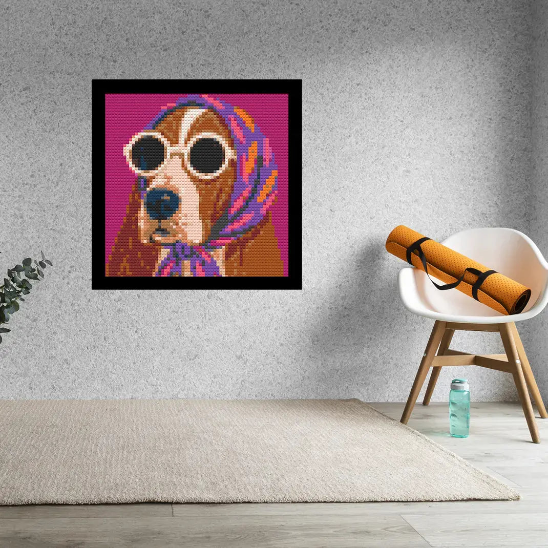 Dog with Sunglasses Home Decor Bricked Mosaic Portrait 20x20 - Memobrick