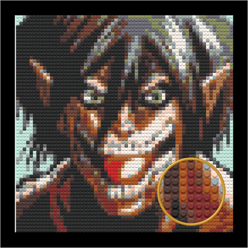 ATTACK ON TITAN EREN YEAGER TITAN BRICKED MOSAIC PORTRAIT 20X20