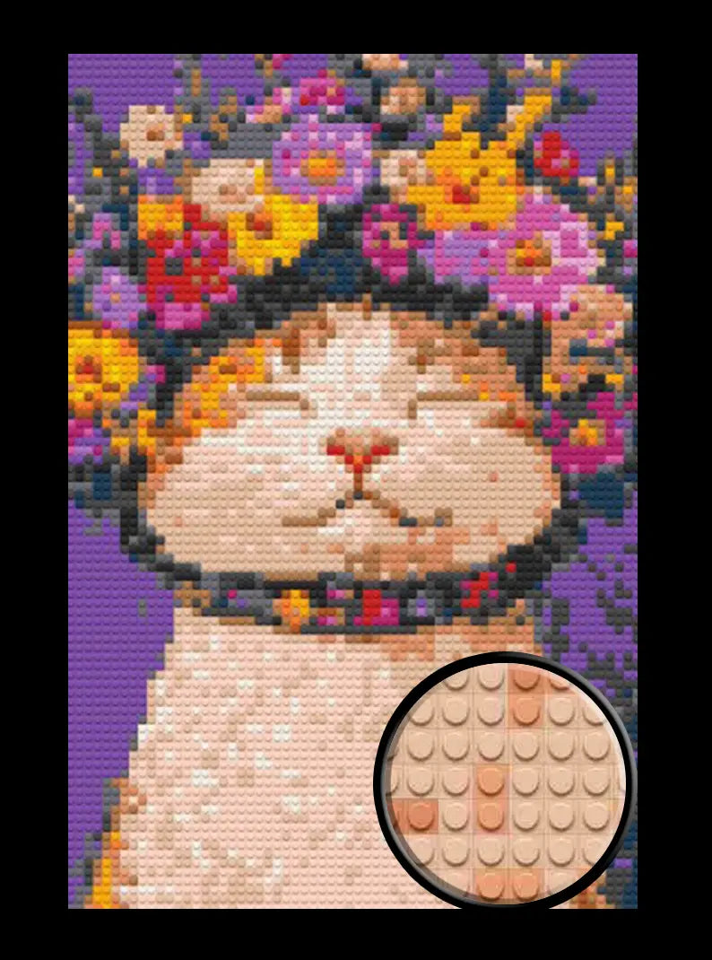 Flower Cat Bricked Mosaic Home Decor 20x30" - Memobrick