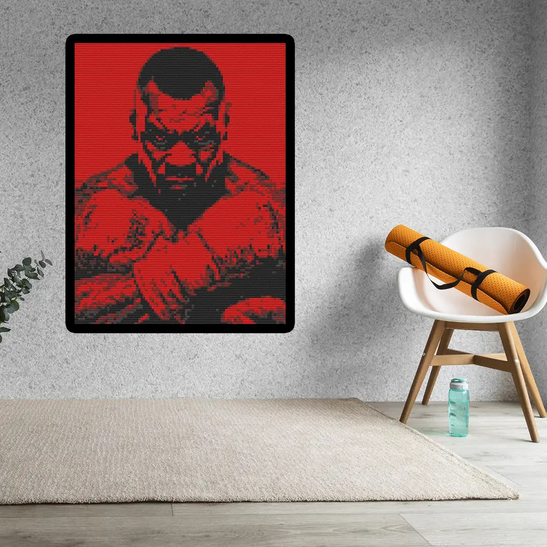 Mike Tyson Art Piece Home Wall Decor Bricked Mosaic Portrait 40x30" - Memobrick