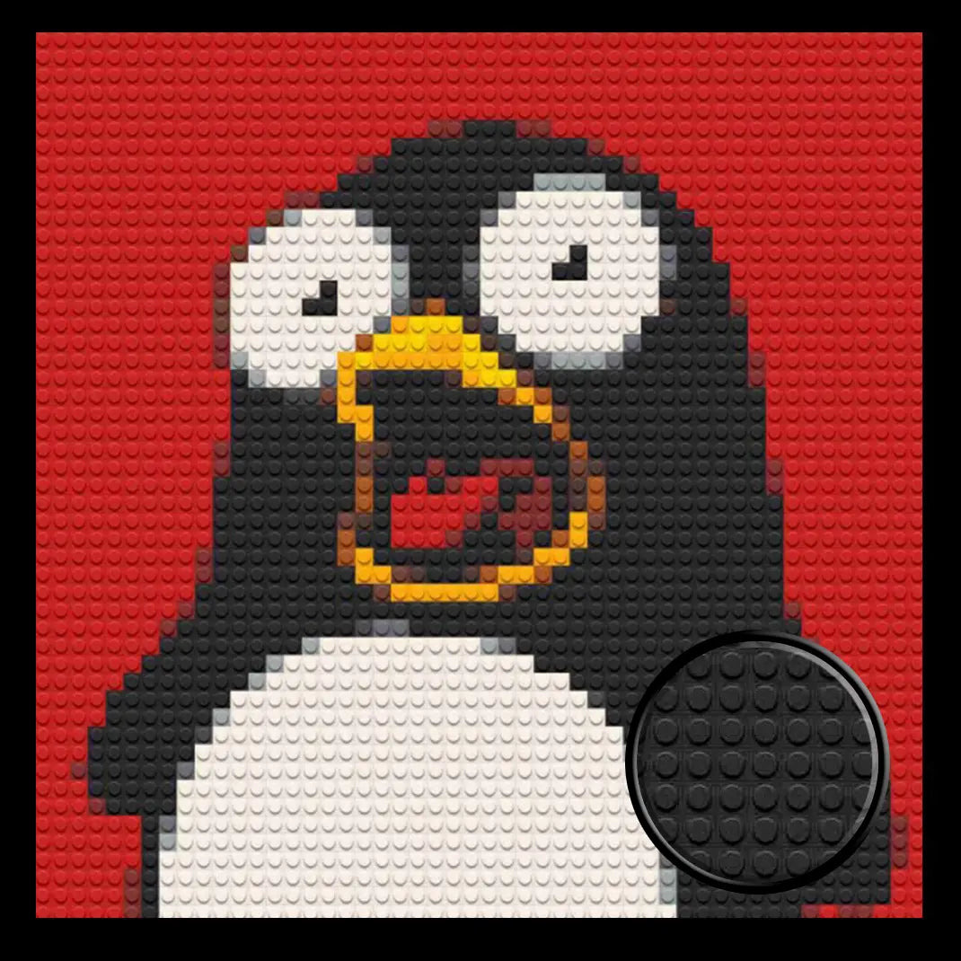 Shocked Penguin Home decoration Bricked Mosaic Portrait 16x16" - Memobrick