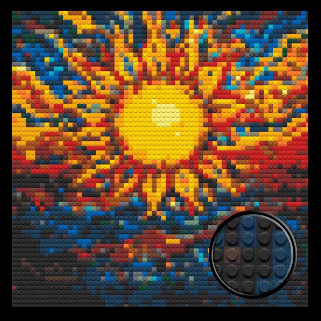 Sun Abstract Home Decor Bricked Mosaic Portrait 20x20 - Memobrick