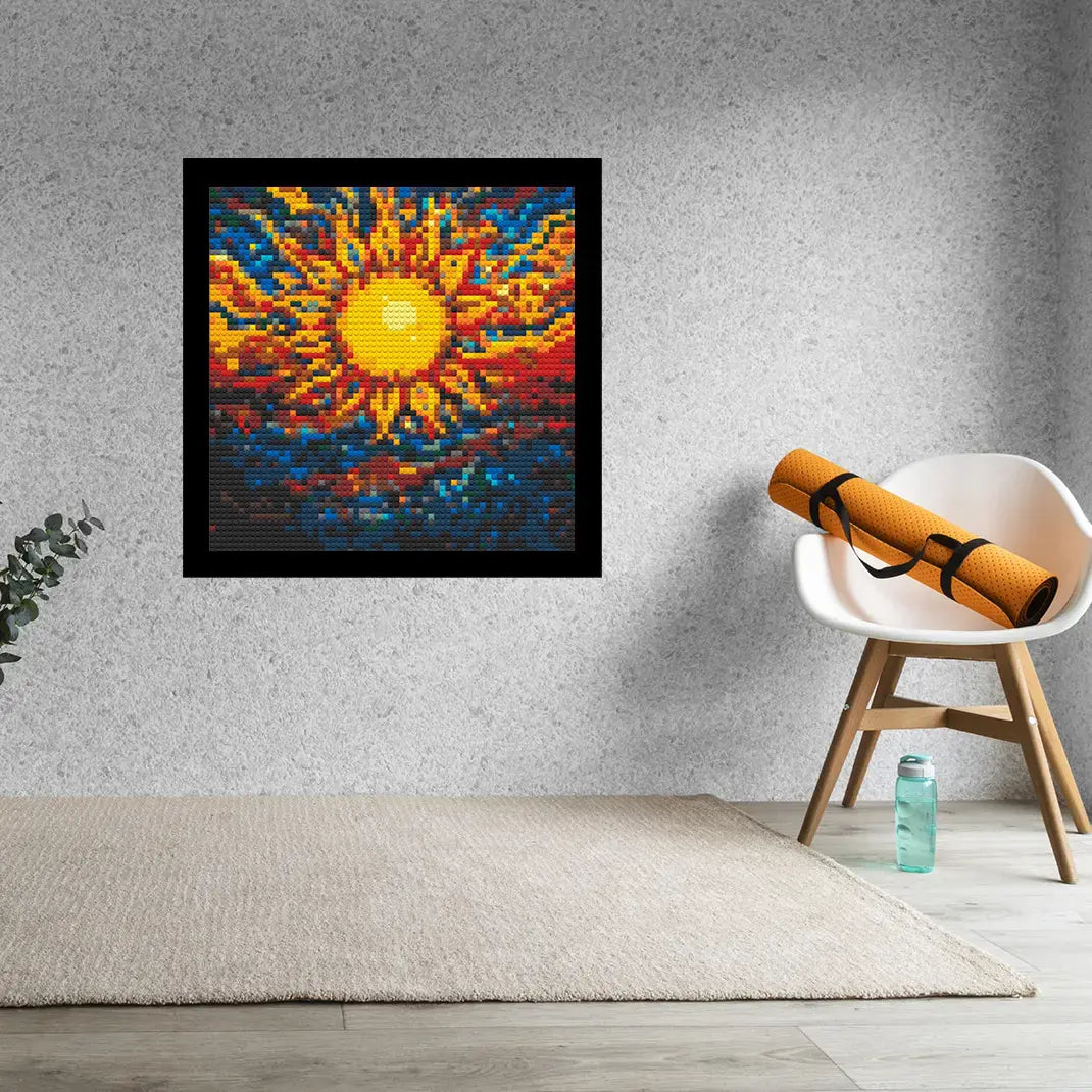 Sun Abstract Home Decor Bricked Mosaic Portrait 20x20 - Memobrick