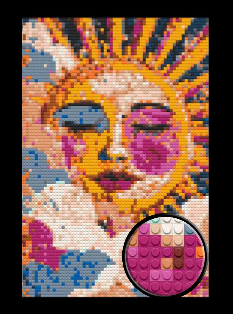 Sun Face Abstract Bricked Mosaic Home Decor 20x30