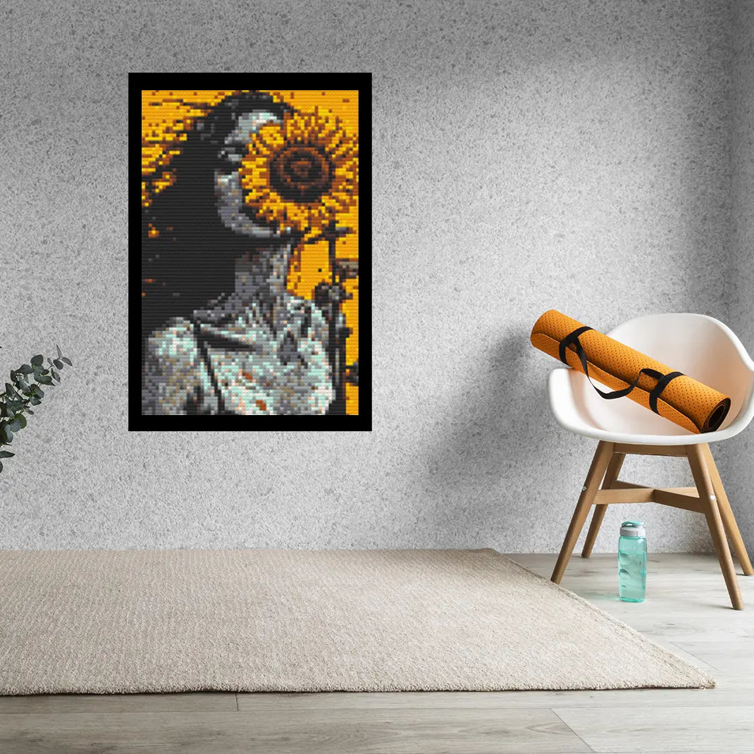 Sunflower Girl Bricked Mosaic Home Decor 20x30" Memobrick