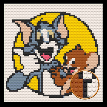 Tom and Jerry  Home Decor Bricked Mosaic Portrait 20x20