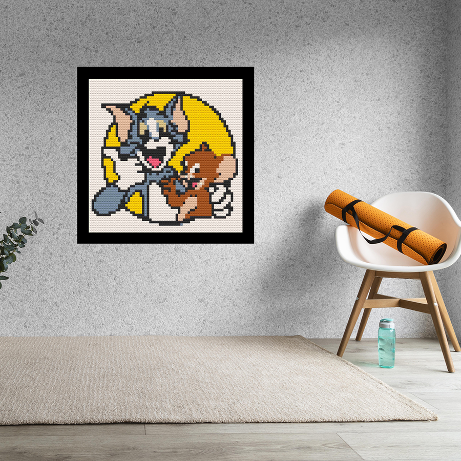 Tom and Jerry  Home Decor Bricked Mosaic Portrait 20x20