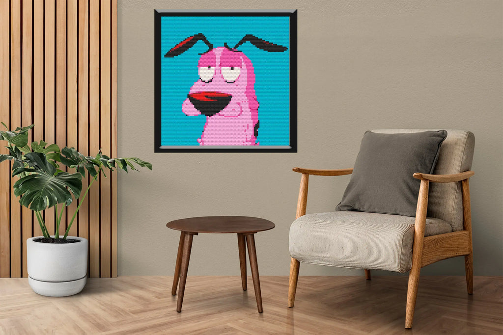 Courage the cowardly Dog Art Piece Home Wall Decor Bricked Mosaic Portrait 30x30" Memobrick